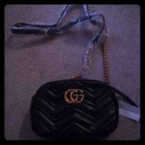 Black gg leather crossbody